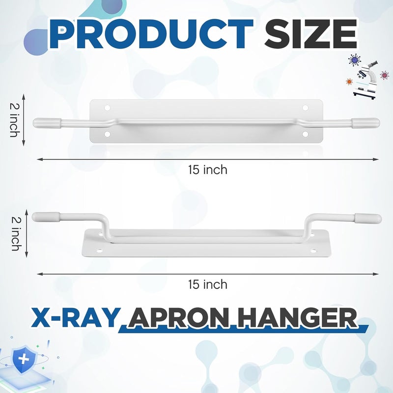 Zonon 1 Pcs X-Ray Apron Hanger 15 x 2 Inch White Coated Apron Rack for X-Ray Radiation, Stainless Steel, Wall Mount - Image 3